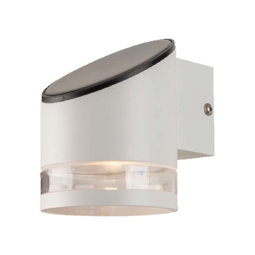 1W Solara vegglampe med solcelle - 3000K, hvit, IP54, 70lm, batteri og solpanel