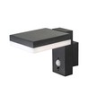 5,5W Solara vegglampe med sensor - Solcelle, PIR sensor, IP54, 3000K, sort, rektangulær