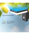 5,5W Solara vegglampe med sensor - Solcelle, PIR sensor, IP54, 3000K, sort, rektangulær