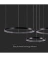 57W LED pendellampe - (40x60x80cm), 4000K, krystall akryl inne, svart hus