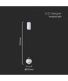 9W LED pendel, hvit - 1000lm, 111lm/W, 10x10x100cm, inkl. lyskilde