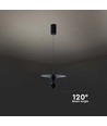 9W LED pendellampe, sort - 1000lm, 120 grader, IP20 innendørs, inkl. lyskilde