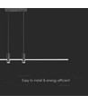 19W LED pendel - 80cm, sort, 2160lm, inkl. lyskilde