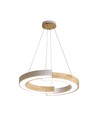 32W LED designer pendel - Ø43cm, hvit med tredetaljer, 3000K, 4000lm