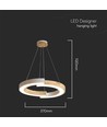 32W LED designer pendel - Ø43cm, hvit med tredetaljer, 3000K, 4000lm