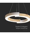 32W LED designer pendel - Ø43cm, hvit med tredetaljer, 3000K, 4000lm