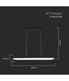 24W LED pendel, 80x100cm - 3000lm, sort kropp, 120 grader, inkl. lyskilde