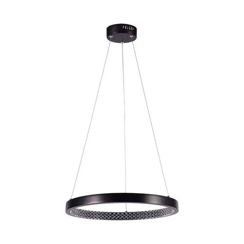 19W LED pendel med krystall akryl, Ø40cm - Sort, 3000K, 2160lm, IP20 innendørs