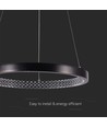 19W LED pendel med krystall akryl, Ø40cm - Sort, 3000K, 2160lm, IP20 innendørs
