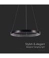 19W LED pendel med krystall akryl, Ø40cm - Sort, 3000K, 2160lm, IP20 innendørs