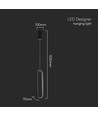 13W oval LED pendel, 40cm - Sort, moderne design, IP20 innendørs