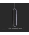 13W oval LED pendel, 40cm - Sort, moderne design, IP20 innendørs