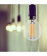 E14 6W LED kronepære - P45, filament, klart glass, 600lm