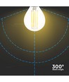 E14 6W LED kronepære - P45, filament, klart glass, 600lm