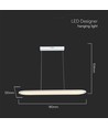 24W LED pendel / hengelampe - 80x104cm, 3000lm, hvit, 4000K, inkl. lyskilde