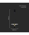 9W LED pendel / hengelampe - 4000K, 1000lm, sort/gull, 30x320cm, inkl. lyskilde