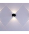 2W rund 2-veis vegglampe - IP54, sort, opp/ned lys, 3000K, inkl. lyskilde