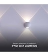 2W vegglampe med opp/ned lys - IP54, hvit, 3000K, aluminium, inkl. lyskilde