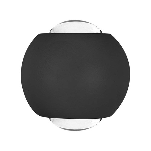 2W LED COB vegglampe, opp/ned lys - IP54, sort aluminium, 4000K, 4,2 x 4 cm