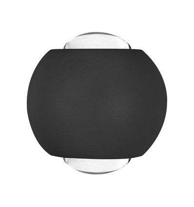 2W LED COB vegglampe, opp/ned lys - IP54, sort aluminium, 4000K, 4,2 x 4 cm