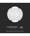 2W LED up/down vegglampe - IP54, hvit, 4000K, aluminium, 4,2 x 4 cm, inkl. lyskilde
