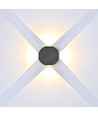 4W rund COB vegglampe med 4 lysstråler - IP54, sort, 3000K, inkl. lyskilde