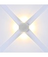 4W rund LED vegglampe med 4 lysstråler - IP54, hvit, COB LED, 4000K, inkl. lyskilde