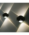 2W LED vegglampe med opp/ned lys - IP54, sort, COB LED, 4000K, 4x4x4cm