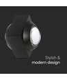 2W LED vegglampe med opp/ned lys - IP54, sort, COB LED, 3000K, 4x4x4cm