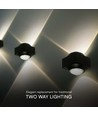 2W LED vegglampe med opp/ned lys - IP54, sort, COB LED, 3000K, 4x4x4cm