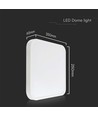 V-Tac 18W LED taklampe - IP44, 25 x 25cm, høyde 6,5cm, hvit kant, inkl. lyskilde