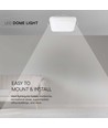 24W LED taklampe - 29,5 x 29,5cm, IP44, firkantet, hvit kant