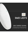 24W LED-sensorlampe med fjernkontroll - Ø35cm, 2500lm, IP44, mikrobølgesensor, hvit