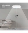 24W LED-sensorlampe med fjernkontroll - Ø35cm, 2500lm, IP44, mikrobølgesensor, hvit