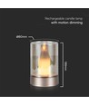 2W LED oppladbar bordlampe med sensor - Champagne gull, ravfarget glass, 3000K, 360 grader, bevegelsessensor