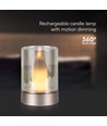 2W LED oppladbar bordlampe med sensor - Champagne gull, ravfarget glass, 3000K, 360 grader, bevegelsessensor