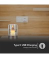 2W LED oppladbar bordlampe med sensor - Champagne gull, ravfarget glass, 3000K, 360 grader, bevegelsessensor