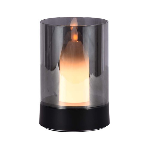 2W LED oppladbar bordlampe, bevegelsesdimmer - Sort/røykfarget, 3000K, 360 grader, elegant design
