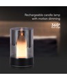 2W LED oppladbar bordlampe, bevegelsesdimmer - Sort/røykfarget, 3000K, 360 grader, elegant design