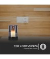 2W LED batteridrevet bordlampe med sensor - Sort, oppladbar, 3000K, 360 grader, inkl. lyskilde
