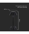 1W oppladbar LED bordlampe, 3-i-1 CCT - 5V, 1800mAh, sort, Ø9,5 x 22,5 cm