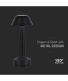 1W oppladbar LED bordlampe, 3-i-1 CCT - 5V, 1800mAh, sort, Ø9,5 x 22,5 cm