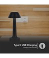 1W oppladbar LED bordlampe, 3-i-1 CCT - 5V, 1800mAh, sort, Ø9,5 x 22,5 cm