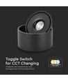 28W RA90 Påbygningsspot - Ø17,8 cm, Høyde: 8,7 cm, Svart, CCT - 3 lysfarger