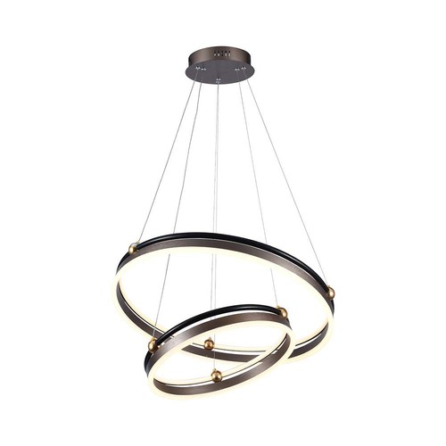 50W LED designer pendel - Double ring, kaffebrun, 5850lm, 3000K