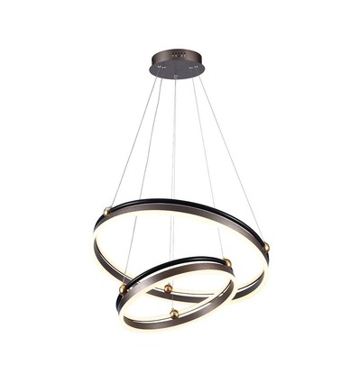 50W LED designer pendel - Double ring, kaffebrun, 5850lm, 3000K