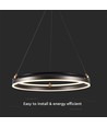 30W LED Hengelampe Enkeltring - 3000K, Kaffe, hus