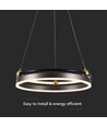 20W LED designer pendel - Enkel ring, 3000K, kaffefarge, 2400lm