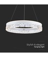 25W LED Designer pendel, Ø50cm - Ring design, hvit, 3000lm, 3000K, varm hvit