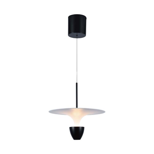 9W LED designer pendel - 3000K, 1000lm, hvit/sort, justerbar høyde, inkl. lyskilde